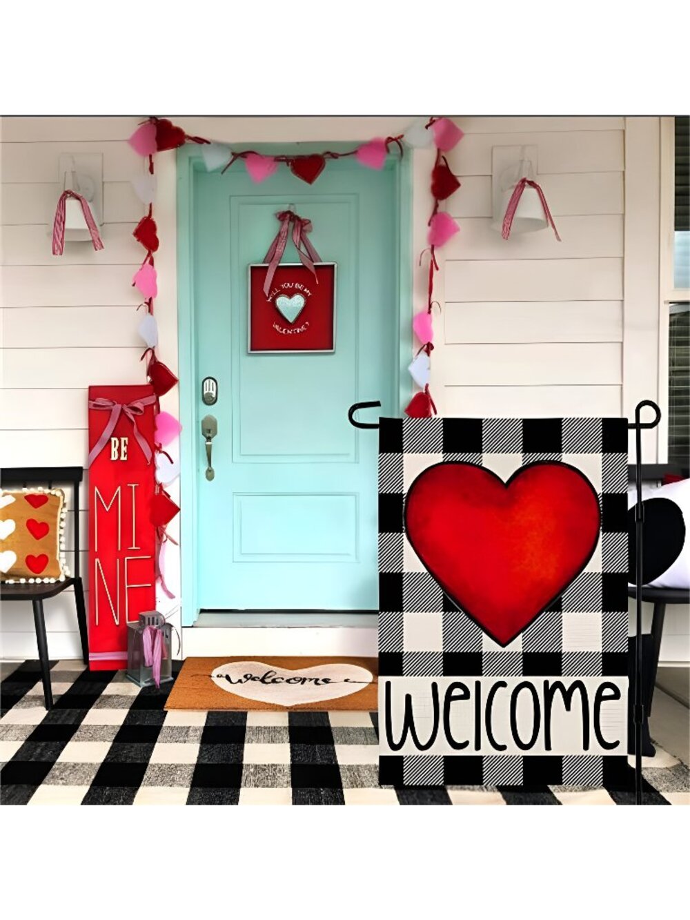 Valentines Day Garden Flag 12×18 Inch Vertical Double Sided Welcome Love Heart